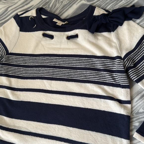 NWT Maison Jules Blue and White Crew Neck Sweater - Picture 2 of 4
